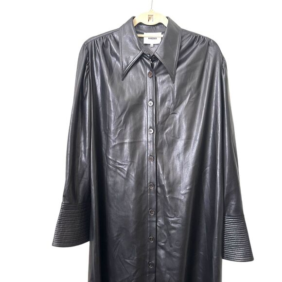 NANUSHKA Vegan Leather Tie Front Maxi Dress Black Sz Small - Picture 6 of 8